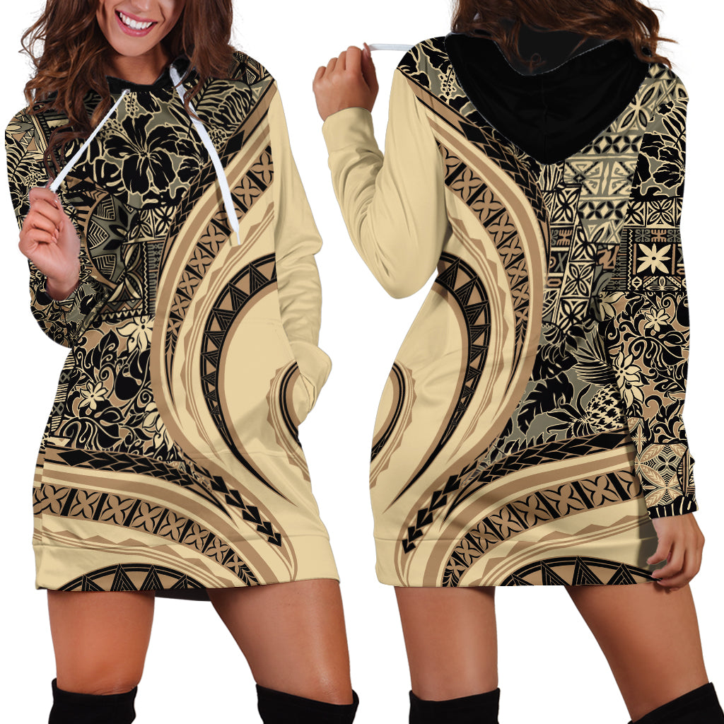 Hawaiian Hibiscus Tribal Vintage Motif Hoodie Dress Ver 2