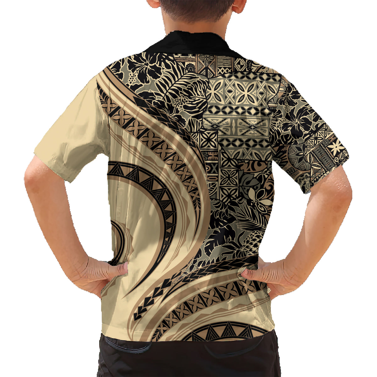 Hawaiian Hibiscus Tribal Vintage Motif Kid Hawaiian Shirt Ver 2