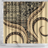 Hawaiian Hibiscus Tribal Vintage Motif Shower Curtain Ver 2