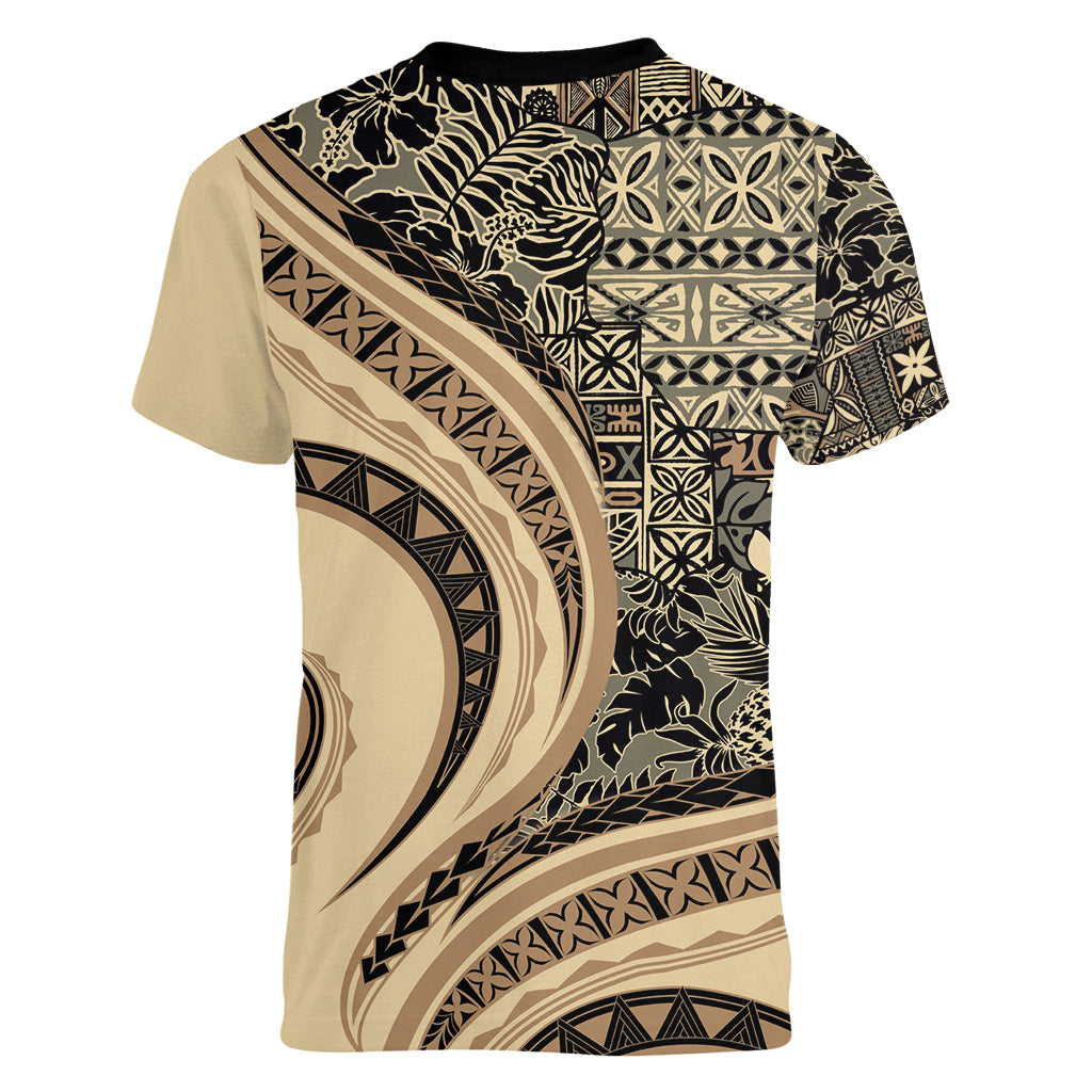 Hawaiian Hibiscus Tribal Vintage Motif Women V-Neck T-Shirt Ver 2