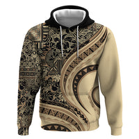 Hawaiian Hibiscus Tribal Vintage Motif Zip Hoodie Ver 2