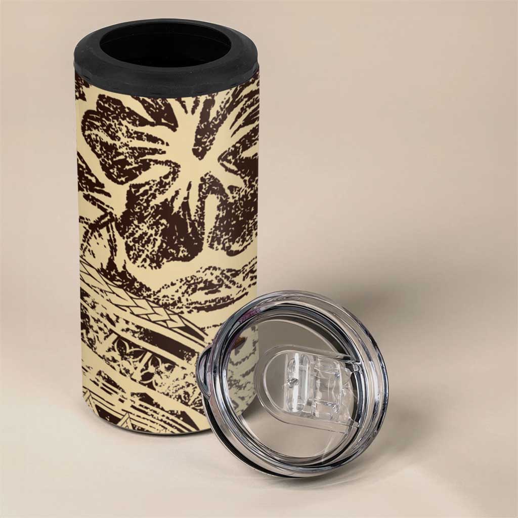 Hawaiian Hibiscus Tribal Vintage Motif 4 in 1 Can Cooler Tumbler Ver 3