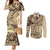 Hawaiian Hibiscus Tribal Vintage Motif Couples Matching Mermaid Dress and Long Sleeve Button Shirt Ver 3