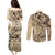 Hawaiian Hibiscus Tribal Vintage Motif Couples Matching Puletasi and Long Sleeve Button Shirt Ver 3