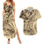 Hawaiian Hibiscus Tribal Vintage Motif Couples Matching Summer Maxi Dress and Hawaiian Shirt Ver 3