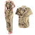 Hawaiian Hibiscus Tribal Vintage Motif Couples Matching Tank Maxi Dress and Hawaiian Shirt Ver 3