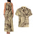 Hawaiian Hibiscus Tribal Vintage Motif Couples Matching Tank Maxi Dress and Hawaiian Shirt Ver 3