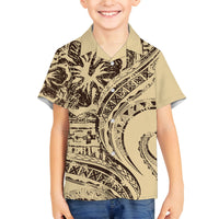 Hawaiian Hibiscus Tribal Vintage Motif Family Matching Long Sleeve Bodycon Dress and Hawaiian Shirt Ver 3