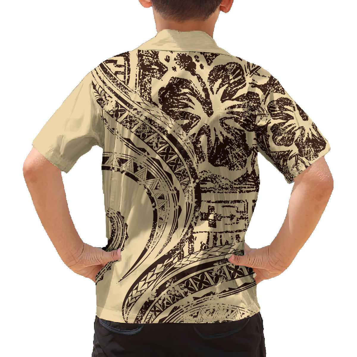 Hawaiian Hibiscus Tribal Vintage Motif Family Matching Summer Maxi Dress and Hawaiian Shirt Ver 3 LT9 - Polynesian Pride