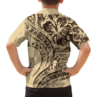 Hawaiian Hibiscus Tribal Vintage Motif Family Matching Summer Maxi Dress and Hawaiian Shirt Ver 3 LT9 - Polynesian Pride