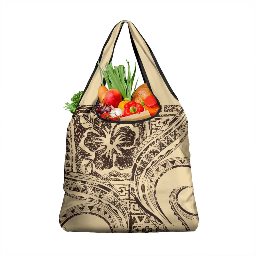 Hawaiian Hibiscus Tribal Vintage Motif Grocery Bag Ver 3