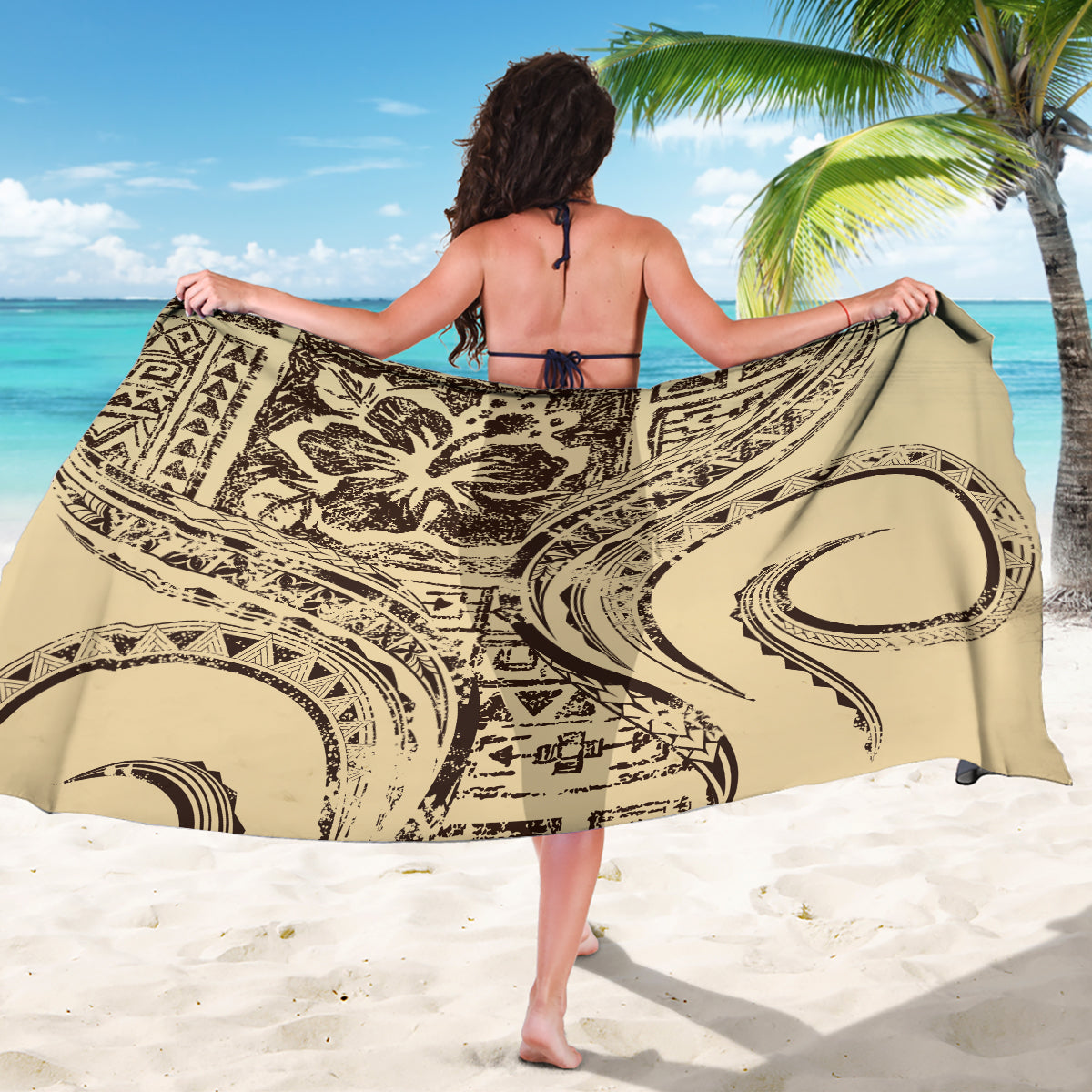 Hawaiian Hibiscus Tribal Vintage Motif Sarong Ver 3
