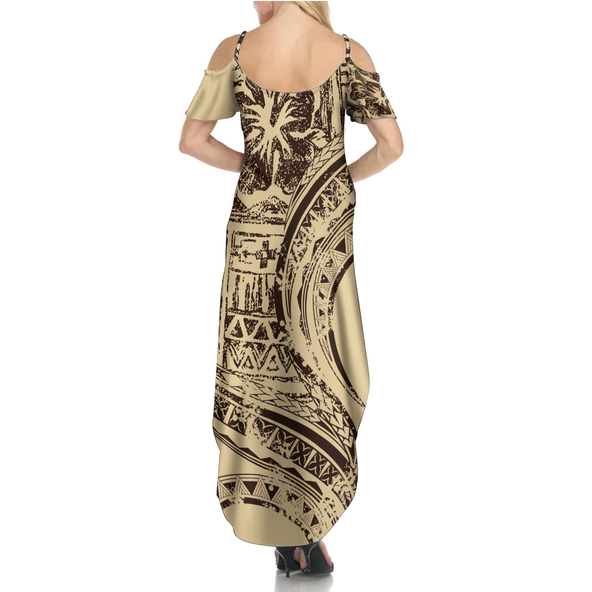 Hawaiian Hibiscus Tribal Vintage Motif Summer Maxi Dress Ver 3