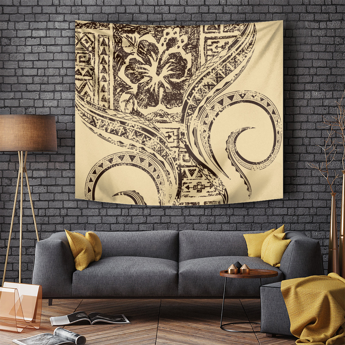 Hawaiian Hibiscus Tribal Vintage Motif Tapestry Ver 3