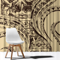 Hawaiian Hibiscus Tribal Vintage Motif Window Curtain Ver 3