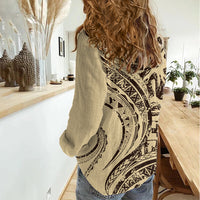 Hawaiian Hibiscus Tribal Vintage Motif Women Casual Shirt Ver 3