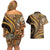 Hawaiian Hibiscus Tribal Vintage Motif Couples Matching Off Shoulder Short Dress and Hawaiian Shirt Ver 4