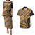 Hawaiian Hibiscus Tribal Vintage Motif Couples Matching Puletasi and Hawaiian Shirt Ver 4