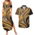 Hawaiian Hibiscus Tribal Vintage Motif Couples Matching Summer Maxi Dress and Hawaiian Shirt Ver 4