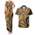 Hawaiian Hibiscus Tribal Vintage Motif Couples Matching Tank Maxi Dress and Hawaiian Shirt Ver 4