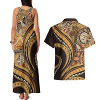 Hawaiian Hibiscus Tribal Vintage Motif Couples Matching Tank Maxi Dress and Hawaiian Shirt Ver 4 LT9 - Polynesian Pride
