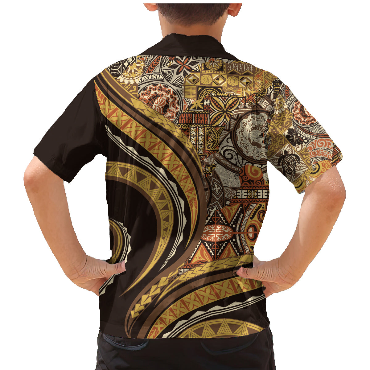 Hawaiian Hibiscus Tribal Vintage Motif Family Matching Mermaid Dress and Hawaiian Shirt Ver 4