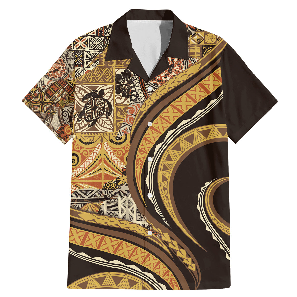 Hawaiian Hibiscus Tribal Vintage Motif Family Matching Mermaid Dress and Hawaiian Shirt Ver 4