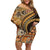Hawaiian Hibiscus Tribal Vintage Motif Family Matching Off Shoulder Short Dress and Hawaiian Shirt Ver 4