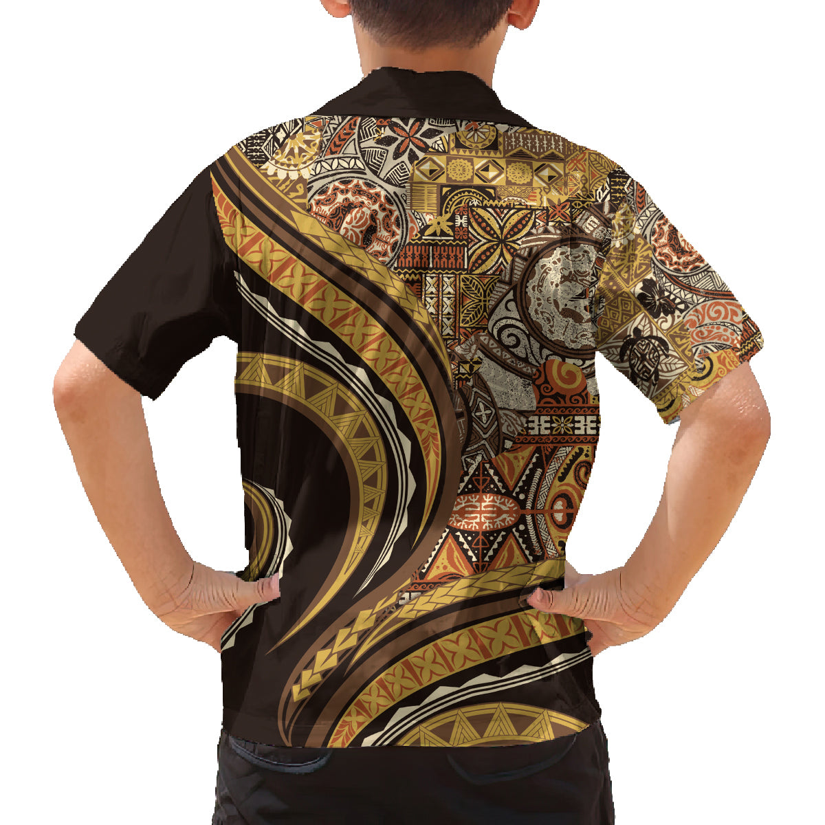 Hawaiian Hibiscus Tribal Vintage Motif Family Matching Tank Maxi Dress and Hawaiian Shirt Ver 4