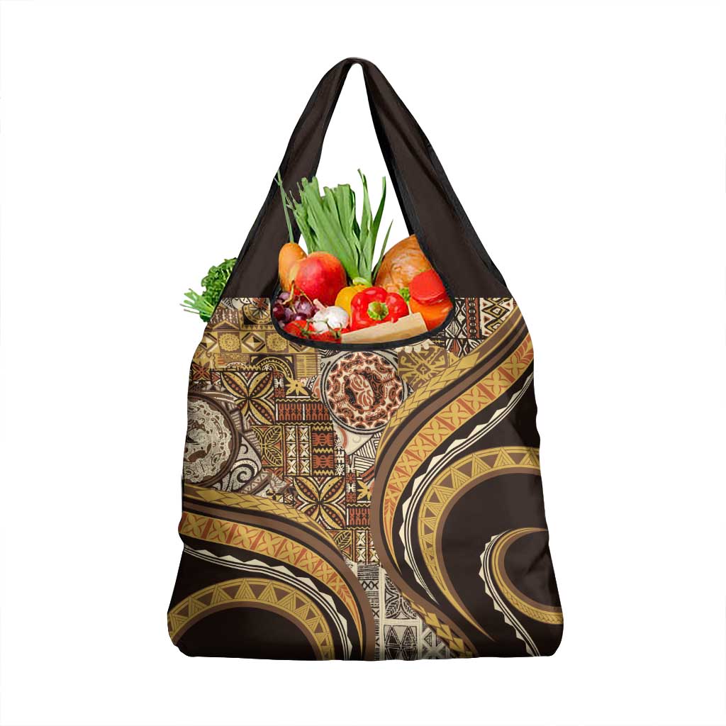 Hawaiian Hibiscus Tribal Vintage Motif Grocery Bag Ver 4