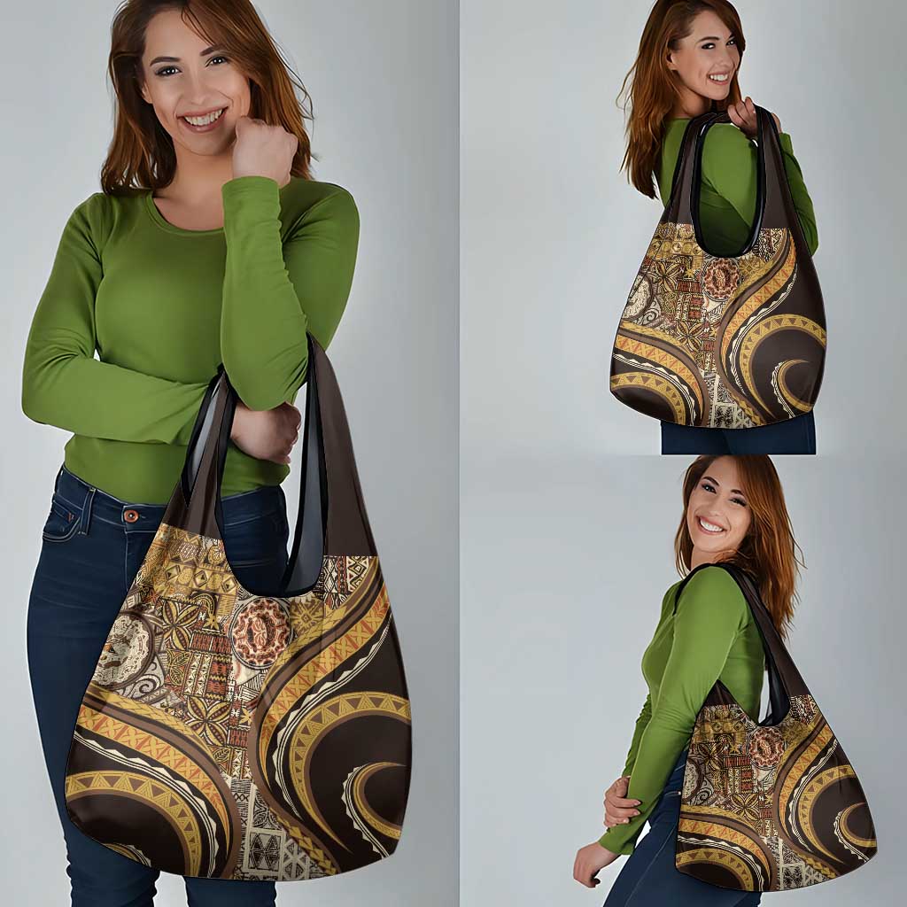 Hawaiian Hibiscus Tribal Vintage Motif Grocery Bag Ver 4