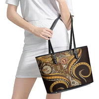Hawaiian Hibiscus Tribal Vintage Motif Leather Tote Bag Ver 4 LT9 - Polynesian Pride