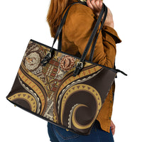 Hawaiian Hibiscus Tribal Vintage Motif Leather Tote Bag Ver 4 LT9 - Polynesian Pride