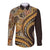 Hawaiian Hibiscus Tribal Vintage Motif Long Sleeve Button Shirt Ver 4