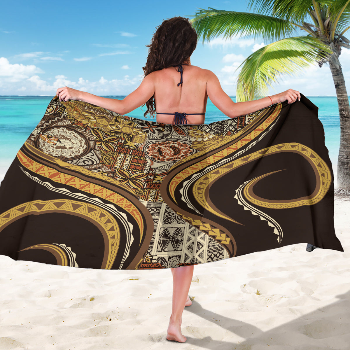 Hawaiian Hibiscus Tribal Vintage Motif Sarong Ver 4