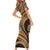 Hawaiian Hibiscus Tribal Vintage Motif Short Sleeve Bodycon Dress Ver 4
