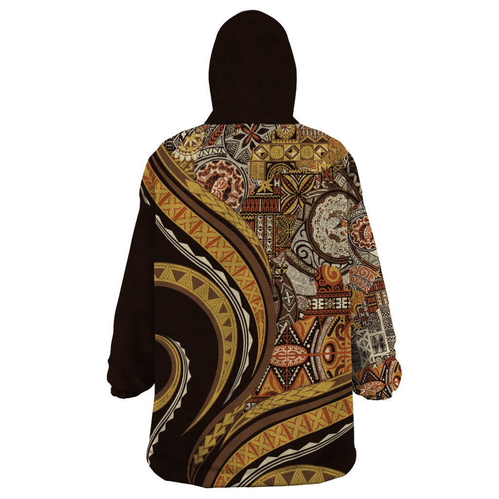 Hawaiian Hibiscus Tribal Vintage Motif Wearable Blanket Hoodie Ver 4