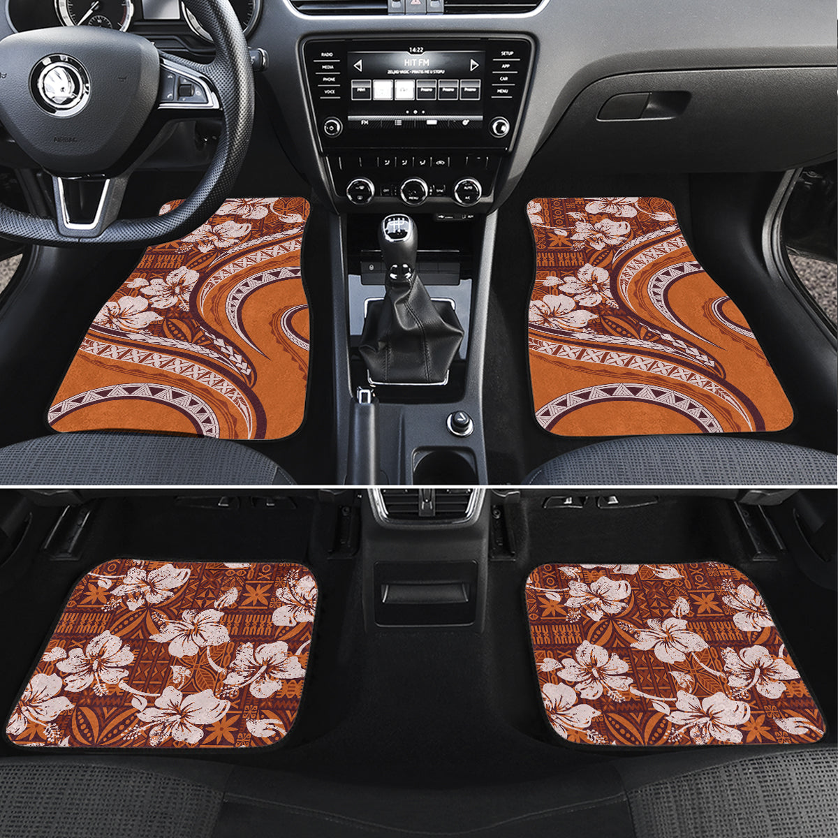 Hawaiian Hibiscus Tribal Vintage Motif Car Mats Ver 5