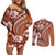 Hawaiian Hibiscus Tribal Vintage Motif Couples Matching Off Shoulder Short Dress and Long Sleeve Button Shirt Ver 5
