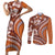 Hawaiian Hibiscus Tribal Vintage Motif Couples Matching Short Sleeve Bodycon Dress and Long Sleeve Button Shirt Ver 5