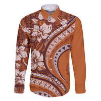 Hawaiian Hibiscus Tribal Vintage Motif Family Matching Long Sleeve Bodycon Dress and Hawaiian Shirt Ver 5