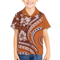 Hawaiian Hibiscus Tribal Vintage Motif Kid Hawaiian Shirt Ver 5 LT9 Kid Gold - Polynesian Pride