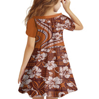Hawaiian Hibiscus Tribal Vintage Motif Kid Short Sleeve Dress Ver 5 LT9 - Polynesian Pride