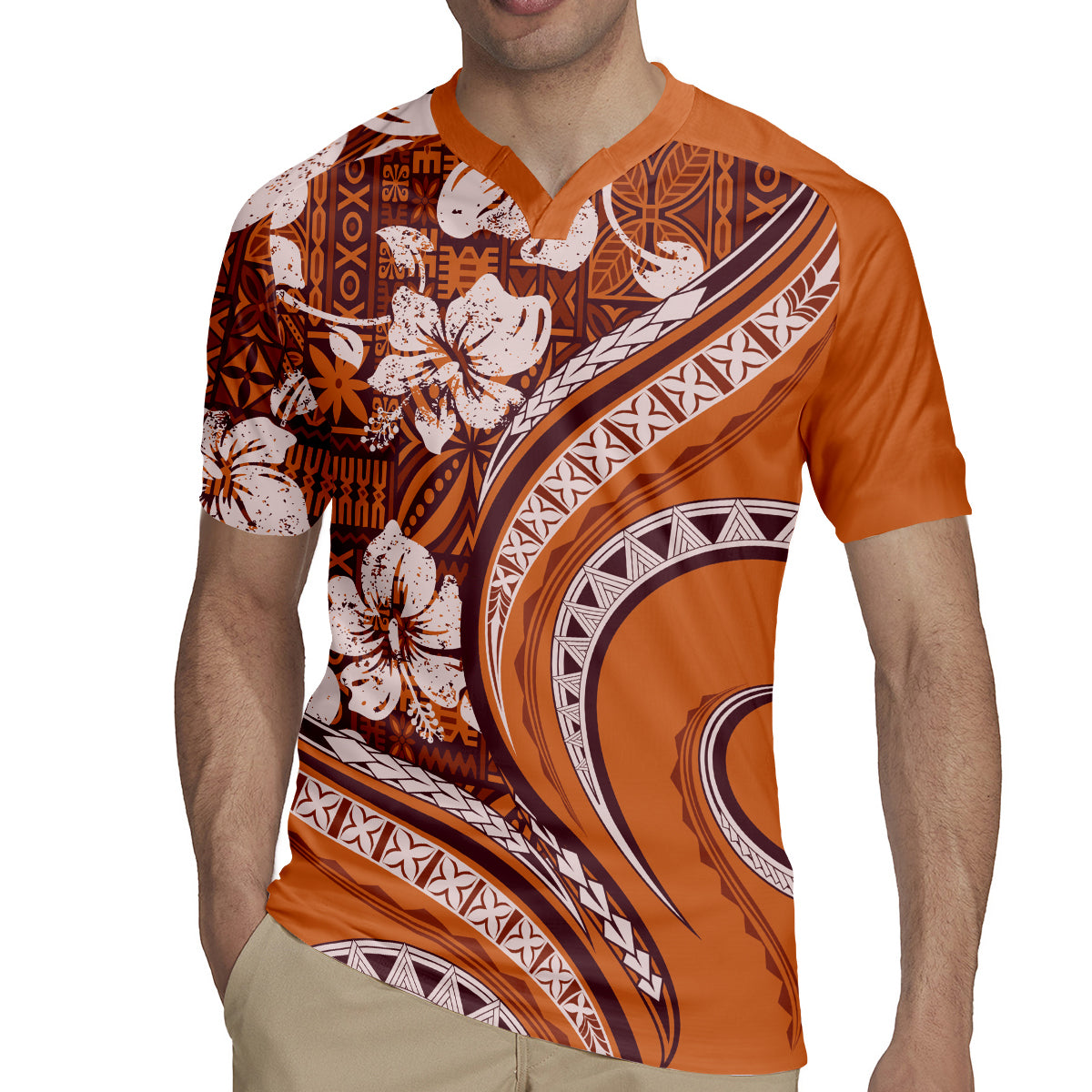 Hawaiian Hibiscus Tribal Vintage Motif Rugby Jersey Ver 5