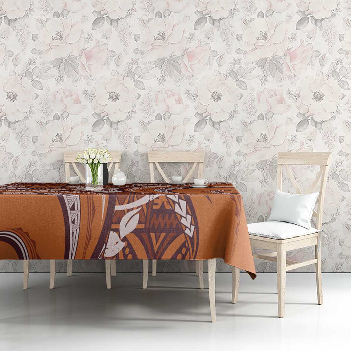 Hawaiian Hibiscus Tribal Vintage Motif Tablecloth Ver 5