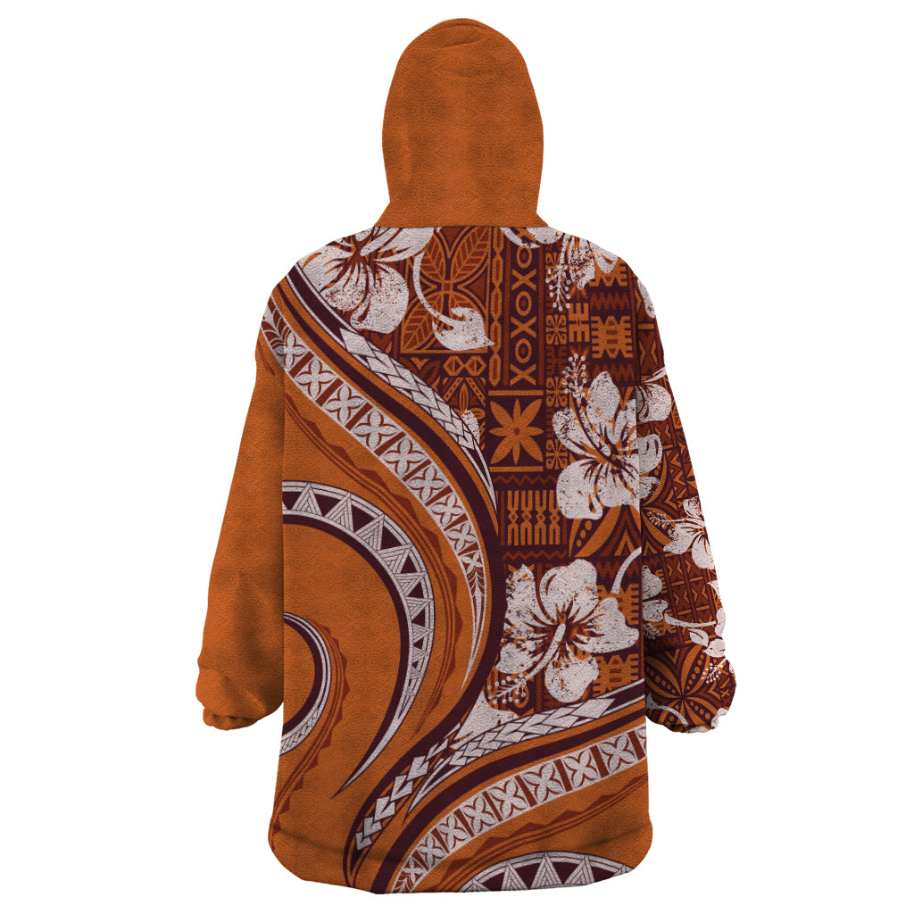 Hawaiian Hibiscus Tribal Vintage Motif Wearable Blanket Hoodie Ver 5
