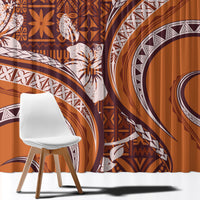 Hawaiian Hibiscus Tribal Vintage Motif Window Curtain Ver 5