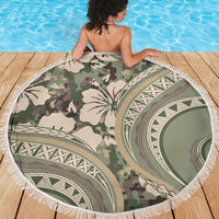 Hawaiian Hibiscus Tribal Vintage Motif Beach Blanket Ver 6