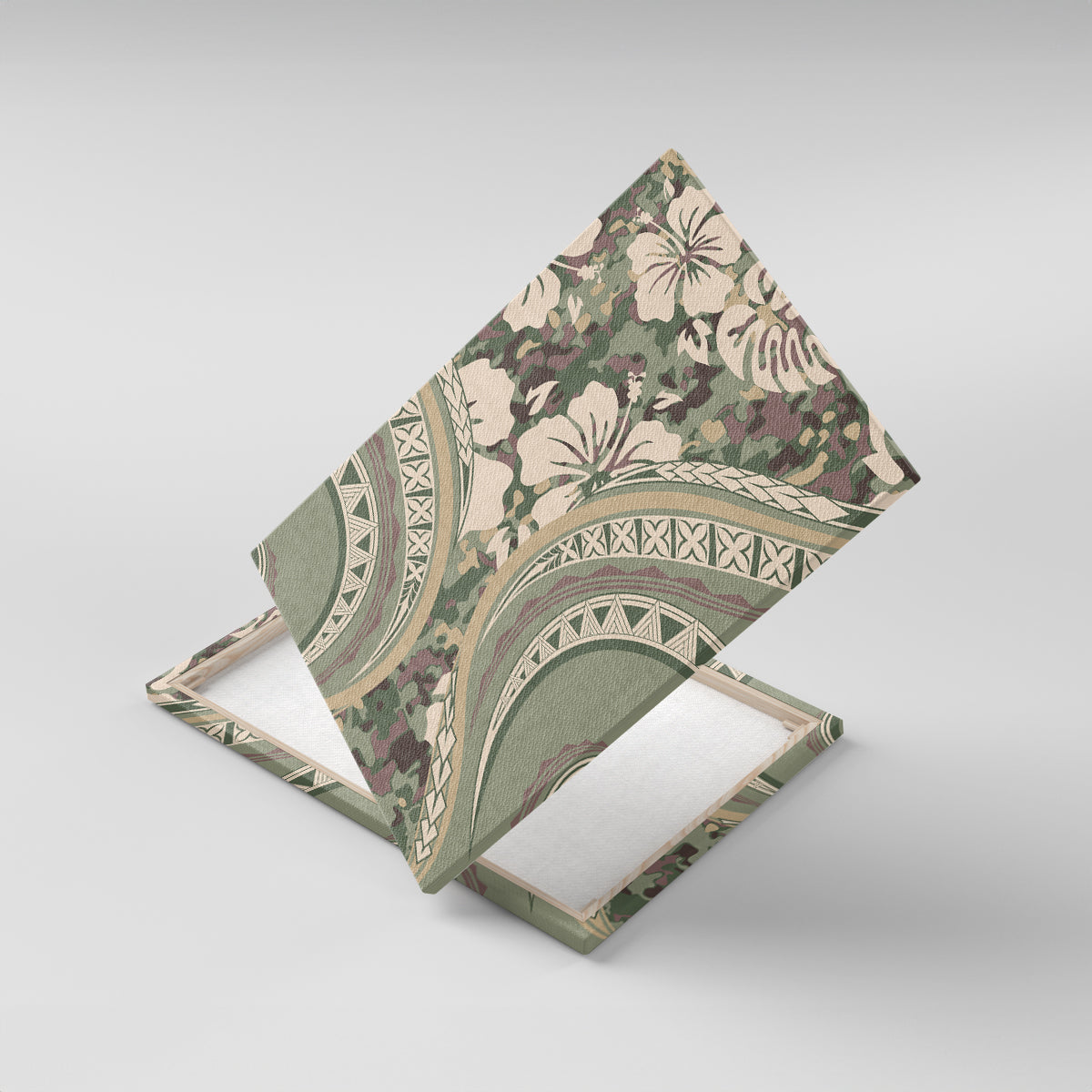 Hawaiian Hibiscus Tribal Vintage Motif Canvas Wall Art Ver 6