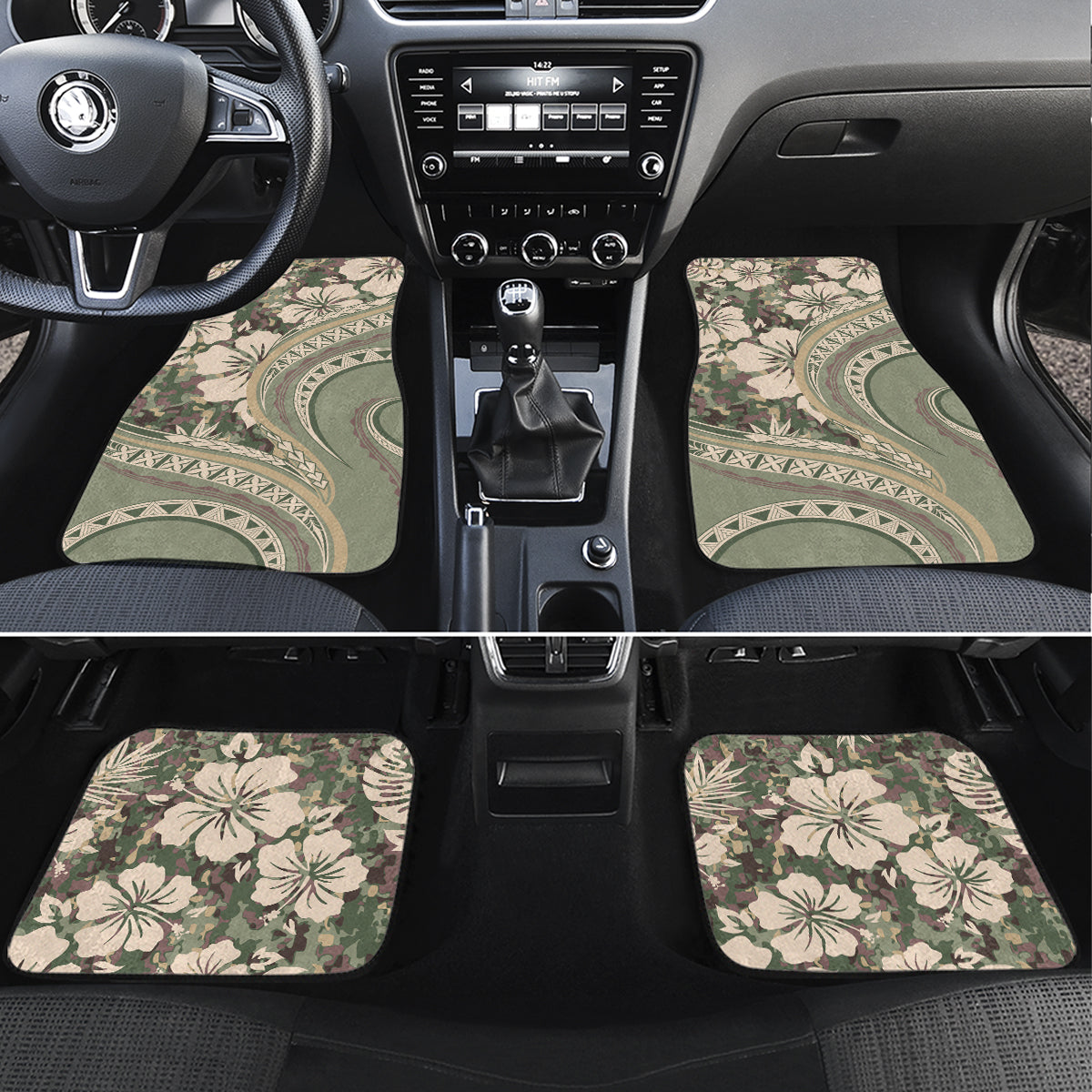 Hawaiian Hibiscus Tribal Vintage Motif Car Mats Ver 6